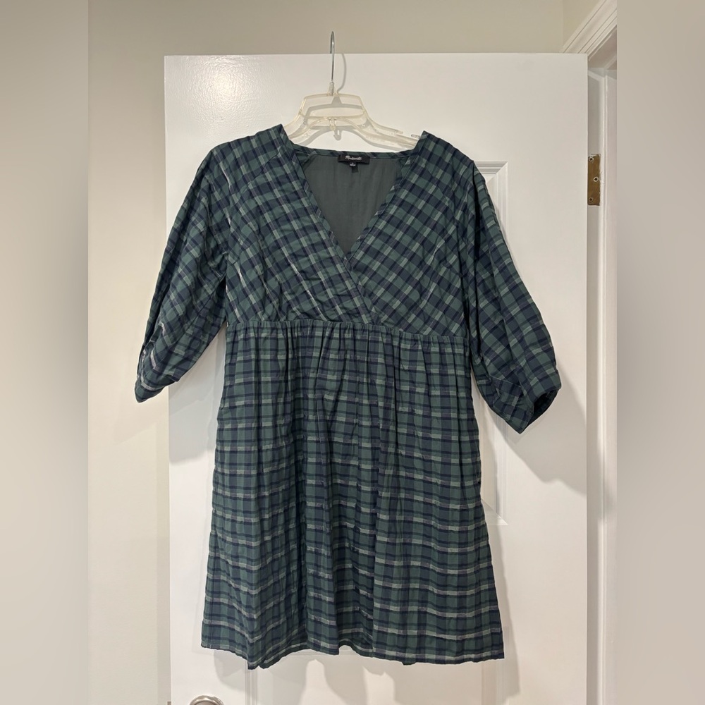 Madewell Green/Blue Gingham Mini dress